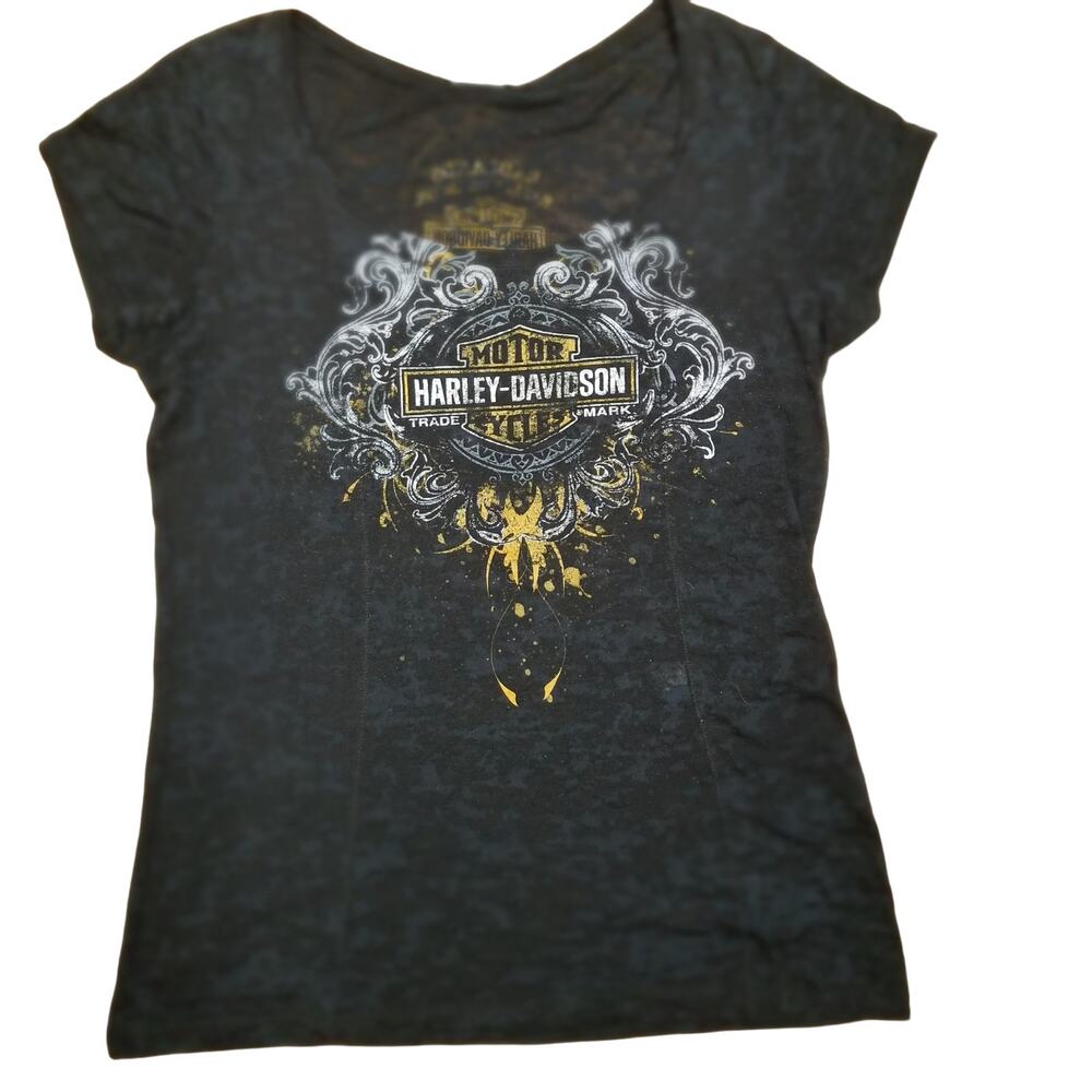 Harley Davidson Ladies PreOwned Black Wall, South Dakota T-Shirt Short Slv Sz XL